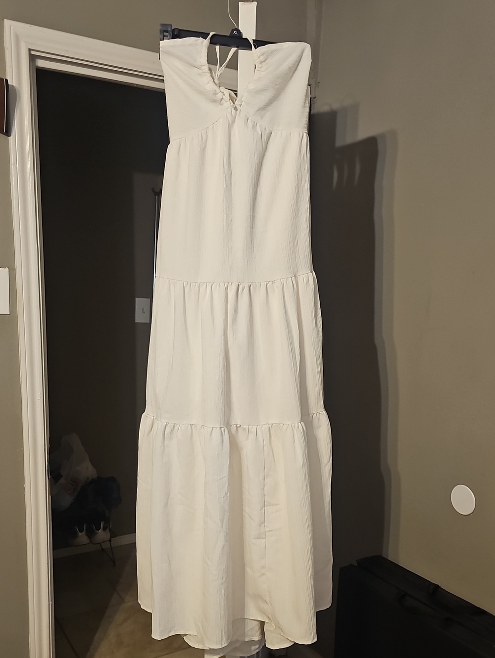 SHEIN Cream Tiered Maxi Dress w/ Matching Overskirt 2 Piece Set